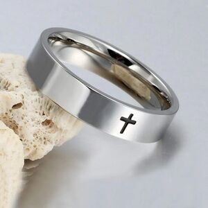 Men Cross Ring Stainless Steel